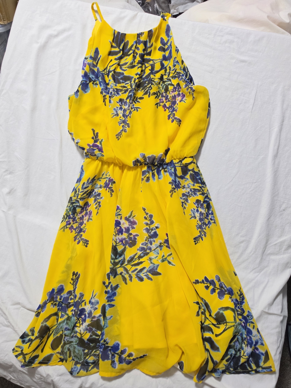 Japna Yellow Floral Halter Sundress Medium